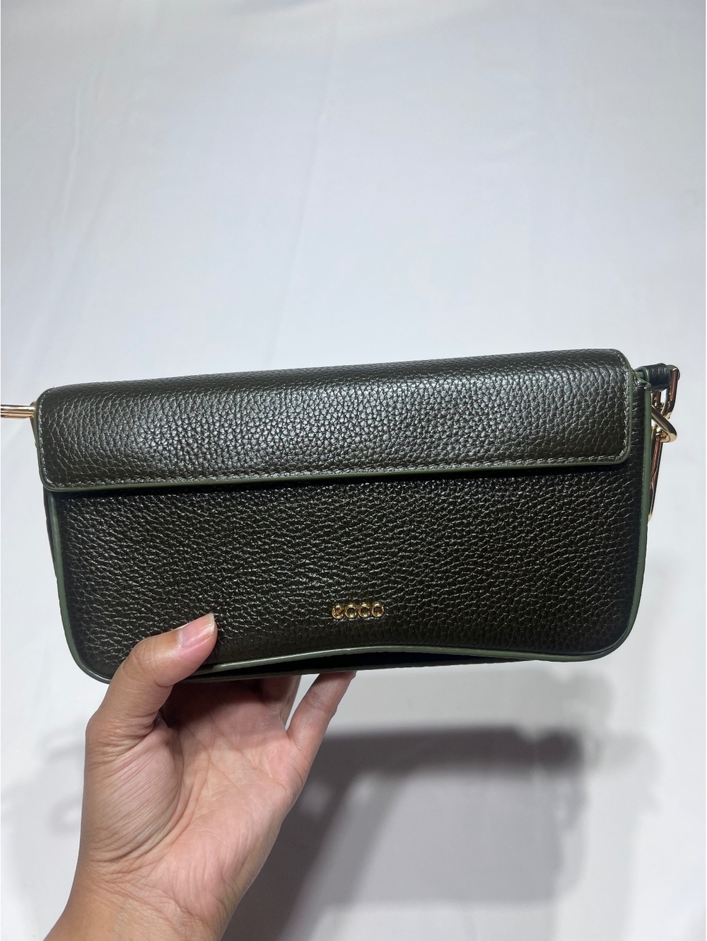 Ecco Leather Crossbody Clutch Bag with Adjustable Strap
